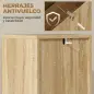Mueble Auxiliar de Baño con Puerta de Listones 3 Estantes y Estante Ajustable Apertura por Presión 34x23x84 cm Natural