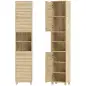 Armario Alto para Baño con Estantes Ajustables Puertas de Lamas Apertura por Presión 34x23x170 cm Natural
