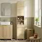 Armario Alto para Baño con Estantes Ajustables Puertas de Lamas Apertura por Presión 34x23x170 cm Natural