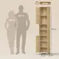 Armario Alto para Baño con Estantes Ajustables Puertas de Lamas Apertura por Presión 34x23x170 cm Natural
