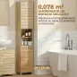 Armario Alto para Baño con Estantes Ajustables Puertas de Lamas Apertura por Presión 34x23x170 cm Natural