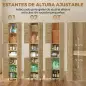 Armario Alto para Baño con Estantes Ajustables Puertas de Lamas Apertura por Presión 34x23x170 cm Natural