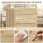 Armario Alto para Baño con Estantes Ajustables Puertas de Lamas Apertura por Presión 34x23x170 cm Natural