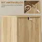 Armario Alto para Baño con Estantes Ajustables Puertas de Lamas Apertura por Presión 34x23x170 cm Natural