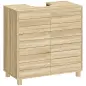 Mueble Bajo Lavabo con Estante Ajustable Puertas de Listones y Apertura por Presión para Lavabo con Pedestal o Pared