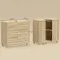 Mueble Bajo Lavabo con Estante Ajustable Puertas de Listones y Apertura por Presión para Lavabo con Pedestal o Pared