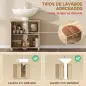 Mueble Bajo Lavabo con Estante Ajustable Puertas de Listones y Apertura por Presión para Lavabo con Pedestal o Pared