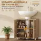 Mueble Bajo Lavabo con Estante Ajustable Puertas de Listones y Apertura por Presión para Lavabo con Pedestal o Pared