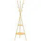 Perchero de Pie de Bambú Perchero para Ropa con 2 Estantes y 9 Ganchos Diseño Elegante 58,5x58,5x176 cm Natural