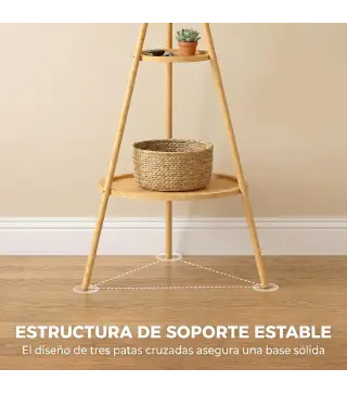 Perchero de Pie de Bambú Perchero para Ropa con 2 Estantes y 9 Ganchos Diseño Elegante 58,5x58,5x176 cm Natural