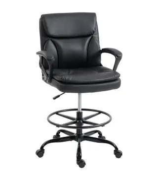 Silla de Dibujo Silla de Escritorio Ergonómica Giratoria con Altura y Reposapiés Ajustable Negro