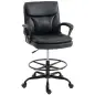 Silla de Dibujo Silla de Escritorio Ergonómica Giratoria con Altura y Reposapiés Ajustable Negro