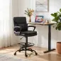Silla de Dibujo Silla de Escritorio Ergonómica Giratoria con Altura y Reposapiés Ajustable Negro