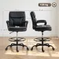 Silla de Dibujo Silla de Escritorio Ergonómica Giratoria con Altura y Reposapiés Ajustable Negro