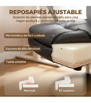 Silla de Dibujo Silla de Escritorio Ergonómica Giratoria con Altura y Reposapiés Ajustable Negro