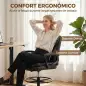 Silla de Dibujo Silla de Escritorio Ergonómica Giratoria con Altura y Reposapiés Ajustable Negro