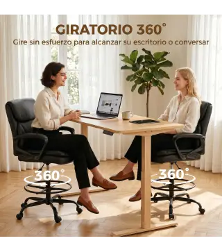 Silla de Dibujo Silla de Escritorio Ergonómica Giratoria con Altura y Reposapiés Ajustable Negro