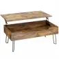 Mesa de Centro con Tapa Elevable Compartimento Oculto Patas de Acero 95x50x40 cm Marrón Rústico