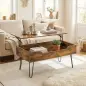 Mesa de Centro con Tapa Elevable Compartimento Oculto Patas de Acero 95x50x40 cm Marrón Rústico