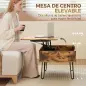 Mesa de Centro con Tapa Elevable Compartimento Oculto Patas de Acero 95x50x40 cm Marrón Rústico