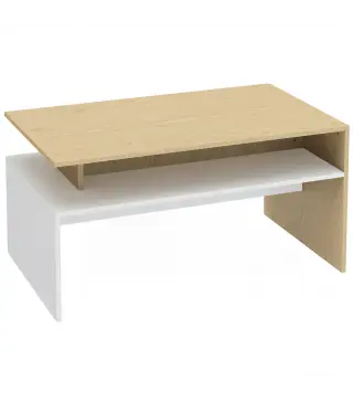 Mesa baja para Salón con Compartimento para Salón Sala de Estar 95x55x50 cm Natural y Blanco