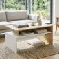 Mesa baja para Salón con Compartimento para Salón Sala de Estar 95x55x50 cm Natural y Blanco