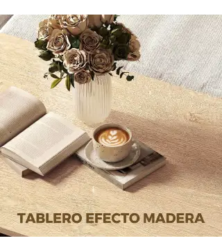 Mesa baja para Salón con Compartimento para Salón Sala de Estar 95x55x50 cm Natural y Blanco
