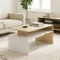 Mesa baja para Salón con Compartimento para Salón Sala de Estar 95x55x50 cm Natural y Blanco