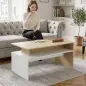 Mesa baja para Salón con Compartimento para Salón Sala de Estar 95x55x50 cm Natural y Blanco