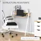 Escritorio Mesa de Ordenador 84x45x85cm con Encimera de Madera y Patas de Metal Estilo Moderno para Oficina Roble