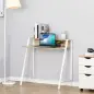 Escritorio Mesa de Ordenador 84x45x85cm con Encimera de Madera y Patas de Metal Estilo Moderno para Oficina Roble