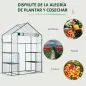Invernadero de Jardín con 4 Estantes 1 Puerta con Cremallera para Cultivo de Plantas Flores 142x73x195 cm Verde