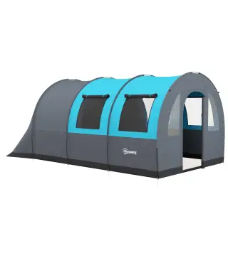 Tienda de Campaña Plegable para 3 Personas con 2 Habitaciones y Bolsa de Transporte Impermeable 480x260x200 cm Gris