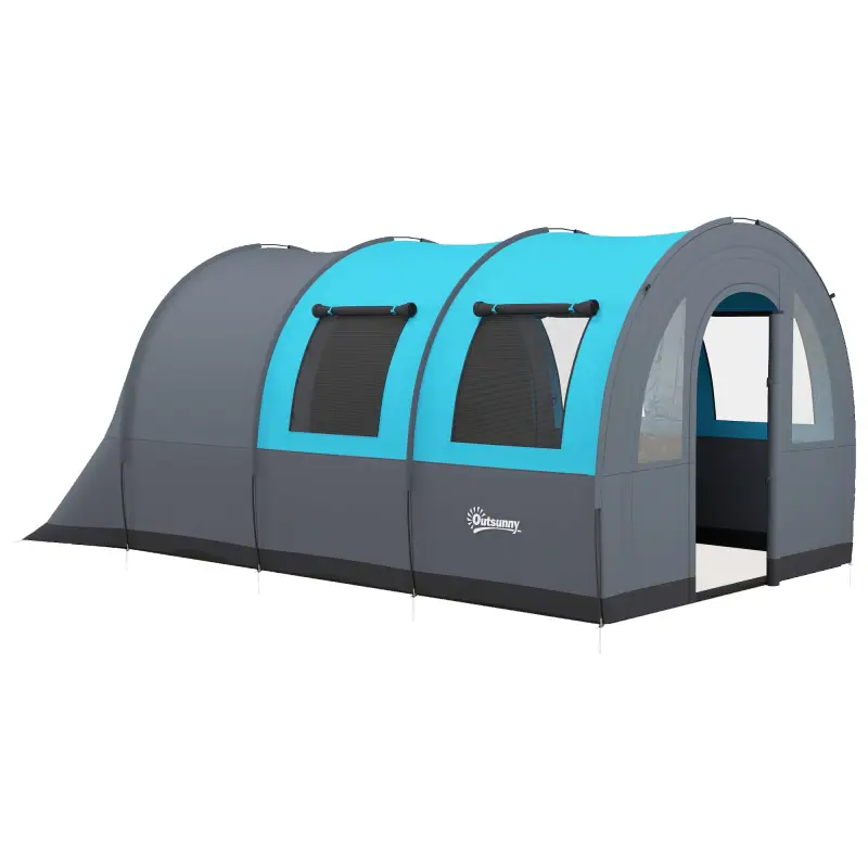 Tienda de Campaña Plegable para 3 Personas con 2 Habitaciones y Bolsa de Transporte Impermeable 480x260x200 cm Gris Tienda de Campaña Plegable para 3 Personas con 2 Habitaciones y Bolsa de Transporte Impermeable 480x260x200 cm Gris