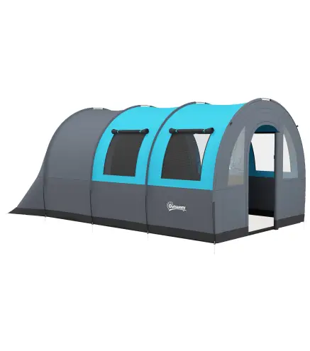 Tienda de Campaña Plegable para 3 Personas con 2 Habitaciones y Bolsa de Transporte Impermeable 480x260x200 cm Gris