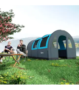 Tienda de Campaña Plegable para 3 Personas con 2 Habitaciones y Bolsa de Transporte Impermeable 480x260x200 cm Gris