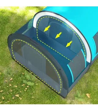 Tienda de Campaña Plegable para 3 Personas con 2 Habitaciones y Bolsa de Transporte Impermeable 480x260x200 cm Gris