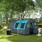Tienda de Campaña Plegable para 3 Personas con 2 Habitaciones y Bolsa de Transporte Impermeable 480x260x200 cm Gris