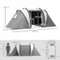 Tienda de Camping Familiar para 4-5 Personas con 2 Habitaciones Separadas Puertas y Ventanas 450x220x180 cm Gris