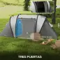 Tienda de Camping Familiar para 4-5 Personas con 2 Habitaciones Separadas Puertas y Ventanas 450x220x180 cm Gris