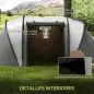 Tienda de Camping Familiar para 4-5 Personas con 2 Habitaciones Separadas Puertas y Ventanas 450x220x180 cm Gris