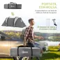 Tienda de Camping Familiar para 4-5 Personas con 2 Habitaciones Separadas Puertas y Ventanas 450x220x180 cm Gris