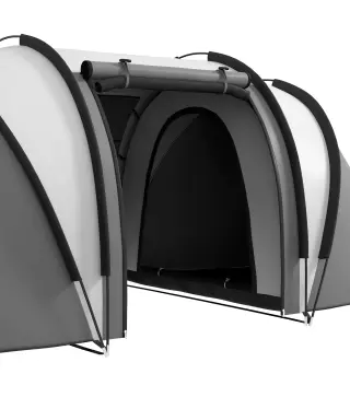 Tienda de Camping Familiar para 4-5 Personas con 2 Habitaciones Separadas Puertas y Ventanas 450x220x180 cm Gris