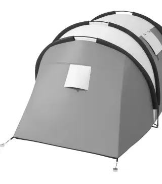 Tienda de Camping Familiar para 4-5 Personas con 2 Habitaciones Separadas Puertas y Ventanas 450x220x180 cm Gris