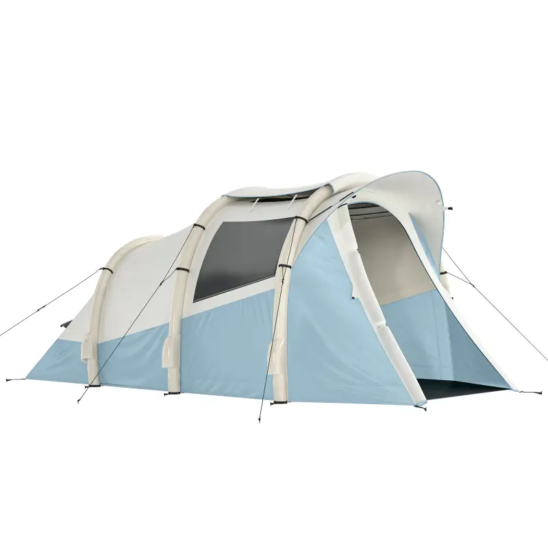 Tienda Campaña Inflable 2-3 Personas con Bomba Dormitorio y Zona de Estar Impermeable 3000 mm Montaje Rápido Azul Claro