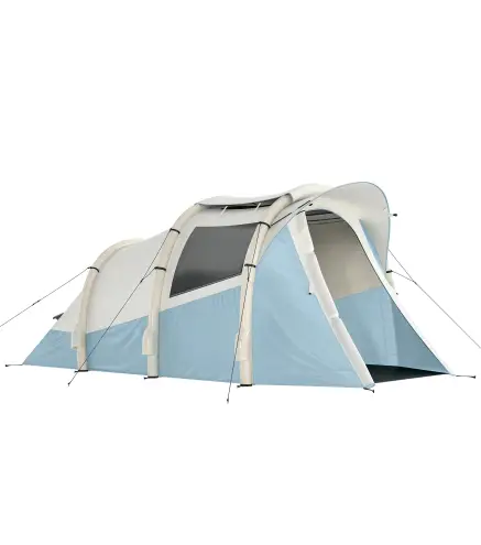 Tienda Campaña Inflable 2-3 Personas con Bomba Dormitorio y Zona de Estar Impermeable 3000 mm Montaje Rápido Azul Claro