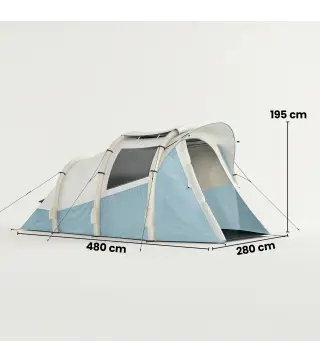Tienda Campaña Inflable 2-3 Personas con Bomba Dormitorio y Zona de Estar Impermeable 3000 mm Montaje Rápido Azul Claro