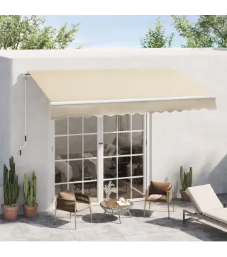 Toldo para Balcón 350x250 cm con Manivela de Metal Impermeable y Anti-UV para Jardín Terraza Ventanas Crema