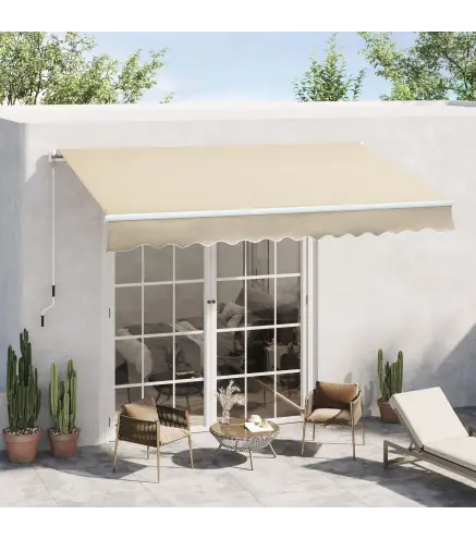 Toldo para Balcón 350x250 cm con Manivela de Metal Impermeable y Anti-UV para Jardín Terraza Ventanas Crema