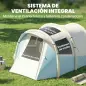 Tienda Campaña Inflable 2-3 Personas con Bomba Dormitorio y Zona de Estar Impermeable 3000 mm Montaje Rápido Azul Claro